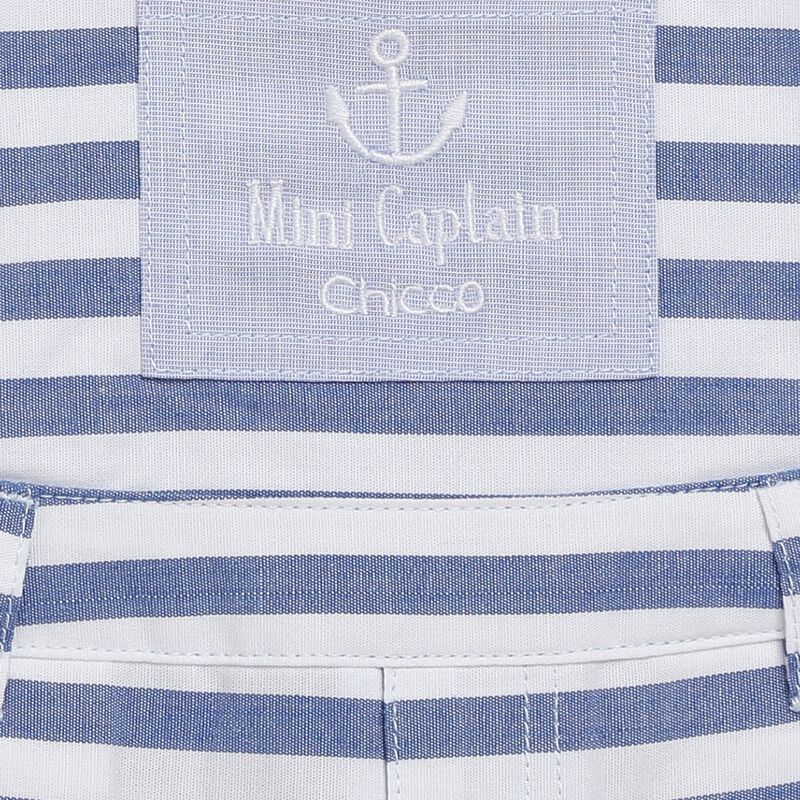 Boys White & Blue Short Woven Dungaree image number null